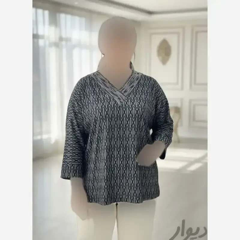 شومیز نگین دار کیمانو مدل یاس جنس ژاکارد ویسکوز فری سایز