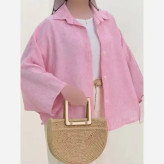 شومیز پانچ زنانه مدل پریسان جنس لینن دوتون فری سایز