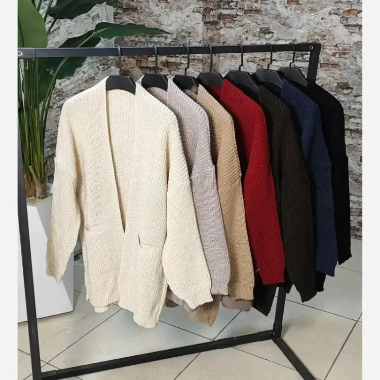 پلیور بافت جلوباز جیب دار زنانه فری سایز اکریل ترک