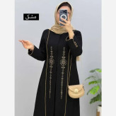 مانتو مزونی شانتون صوفیا جودن یقه هفت ایستاده سایز بزرگ رنگ آبی و مشکی