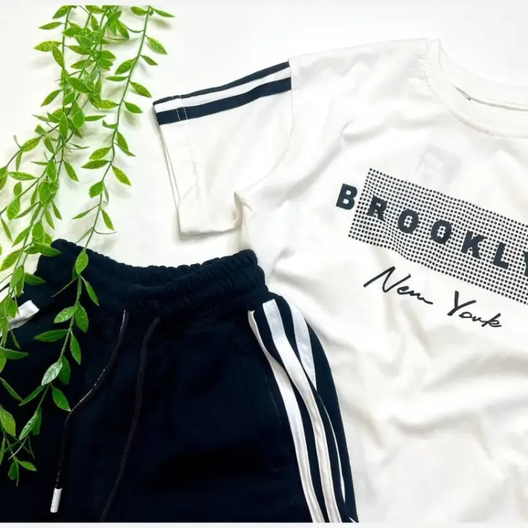 ست تیشرت و شلوارک اسپرت دخترانه و پسرانه طرح brooklyn